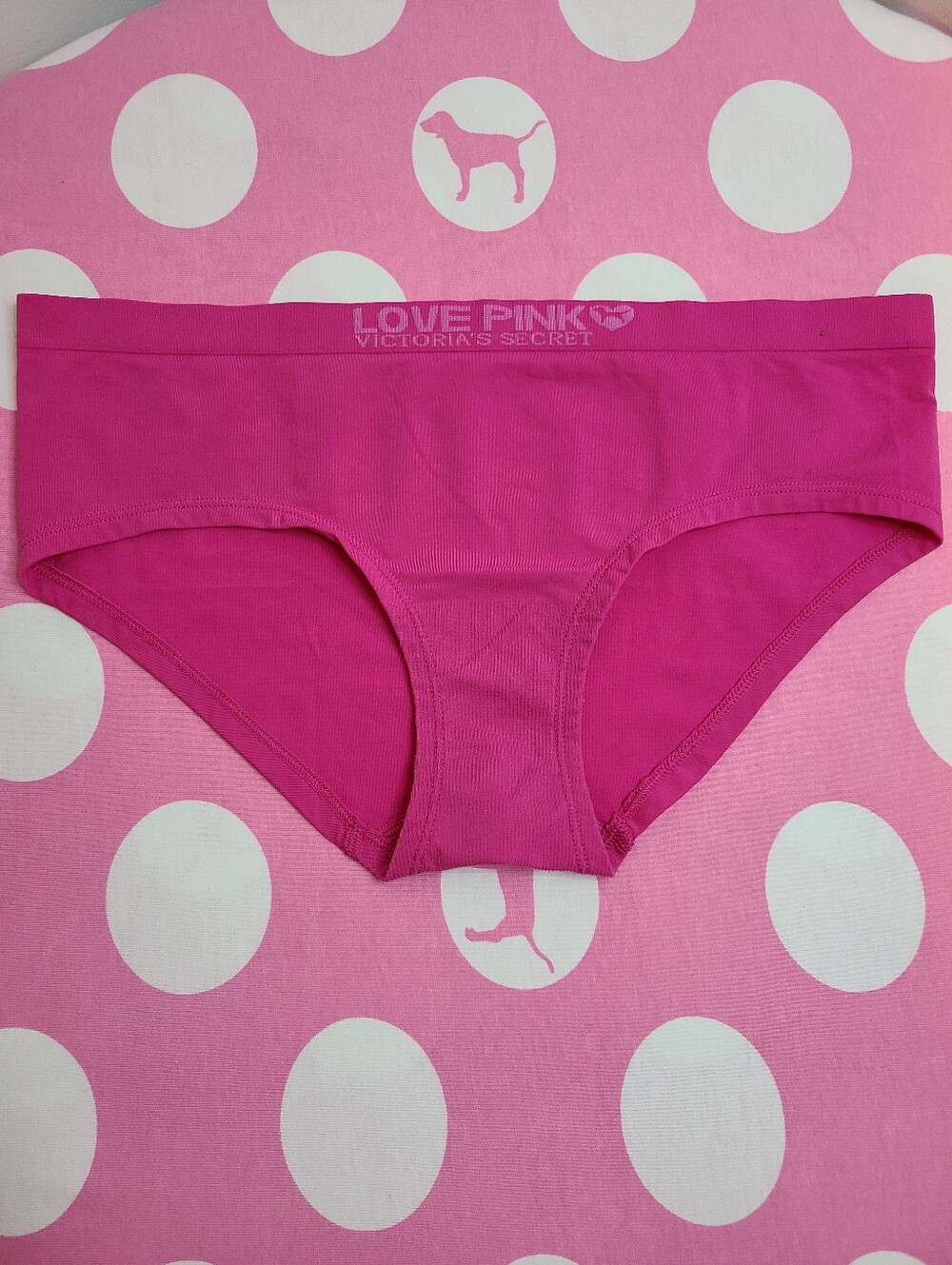 VTG VS PINK YOGA Seamless Stretch Nylon Hipster Panty Size Lg Pink